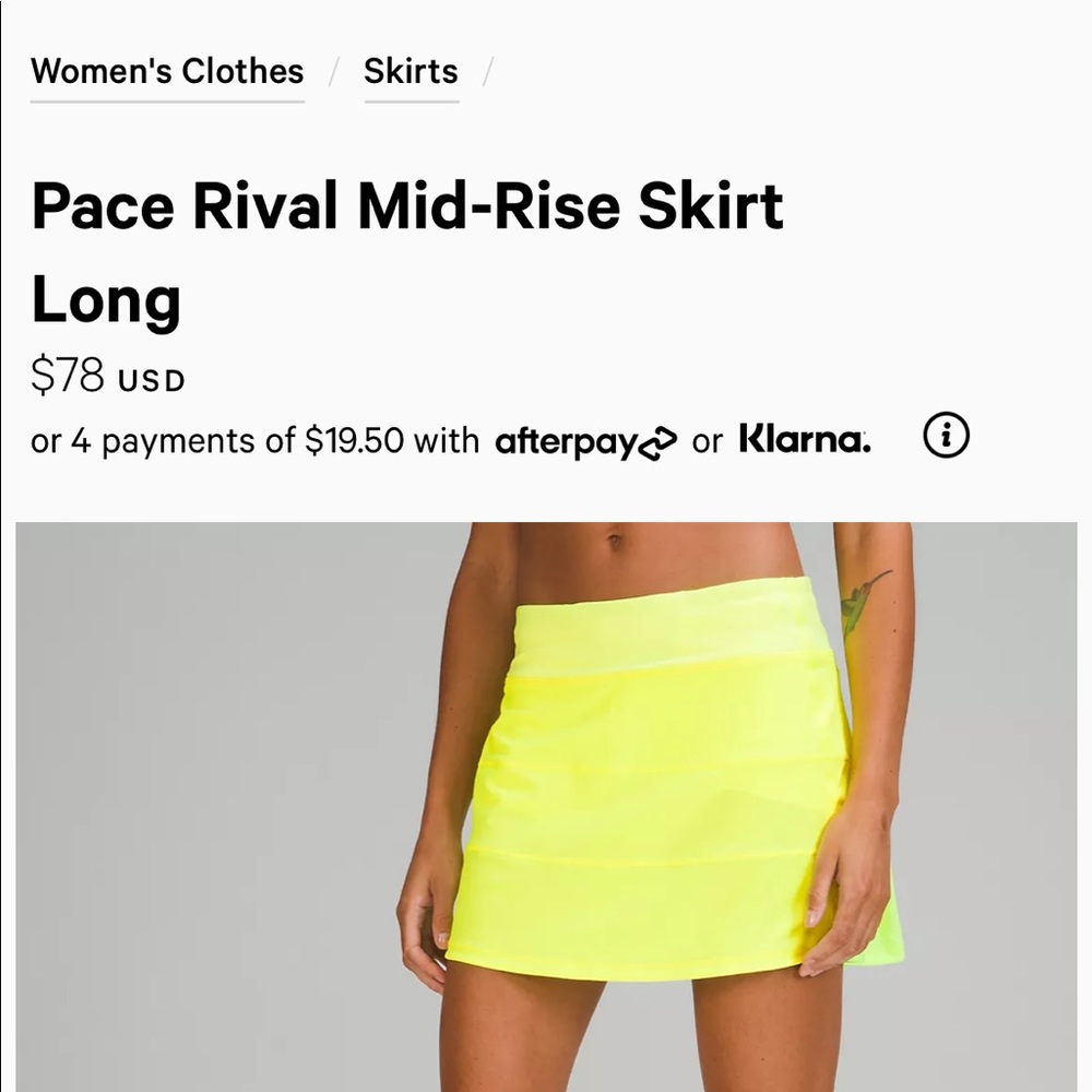 Lululemon: Pace Rival Mid-Rise Skirt  Long